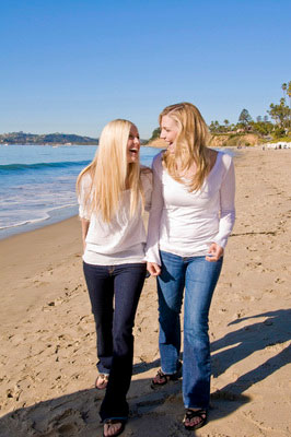 Women Walking on Beach