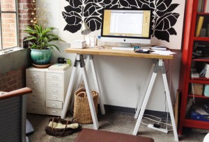 Sawhorse Desk with White Legs