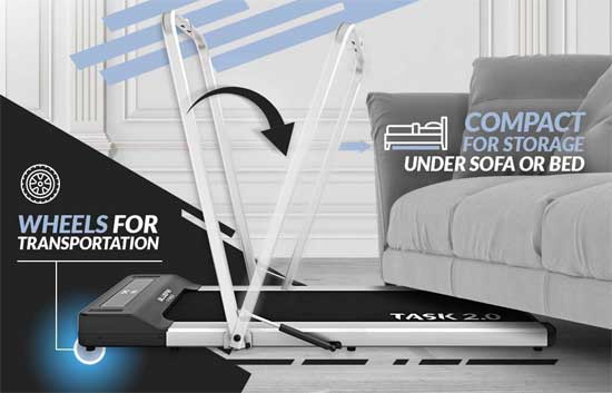 Folding Treadmill Desk Fits Under a Sofa or a Bed