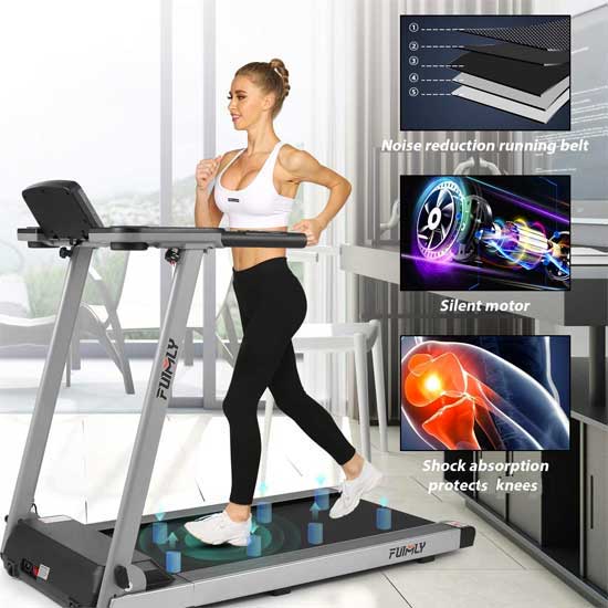 Quiet Treadmill with Silent 2.5 HP Motor and Shock Absorbing System
