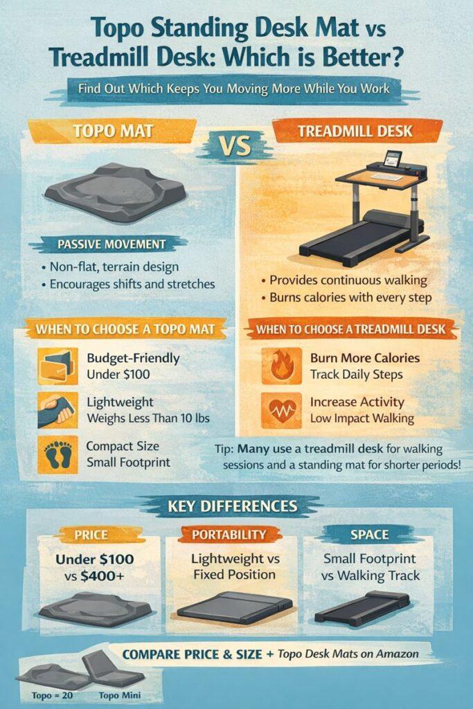 Topo Mat vs Treadmill Desk Comparison Infographic
