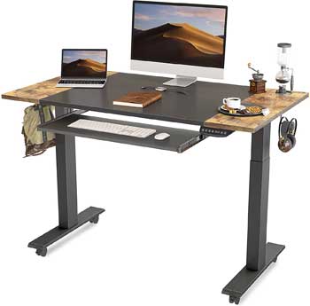 Electric Sit-Stand Desk on Wheels with Keyboard Tray