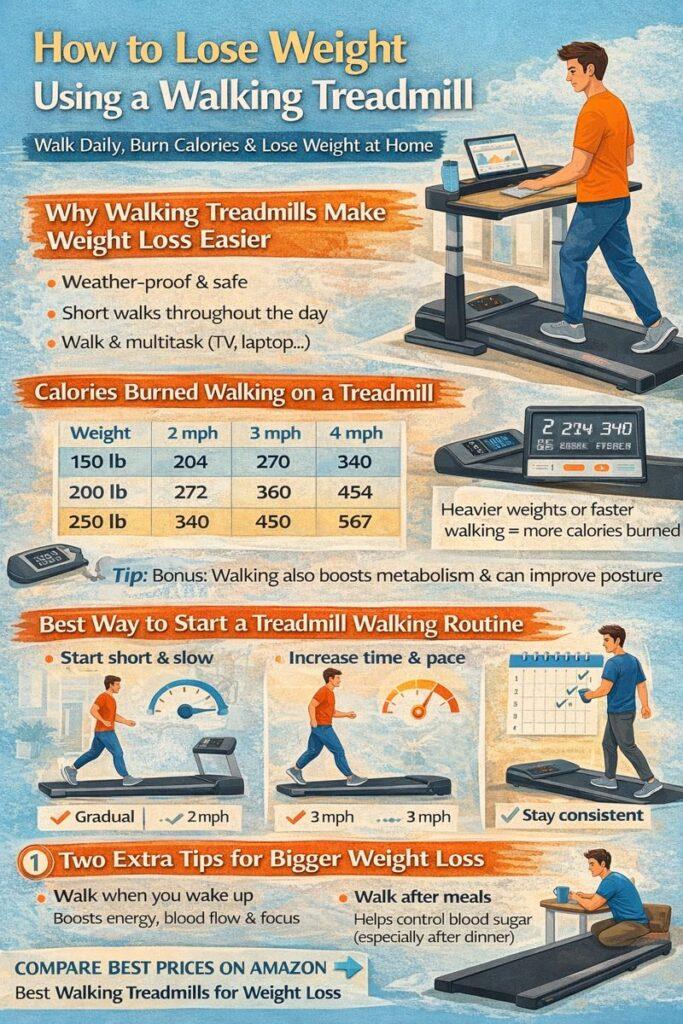 Losing Weight on a Walking Treadmill - Infographic