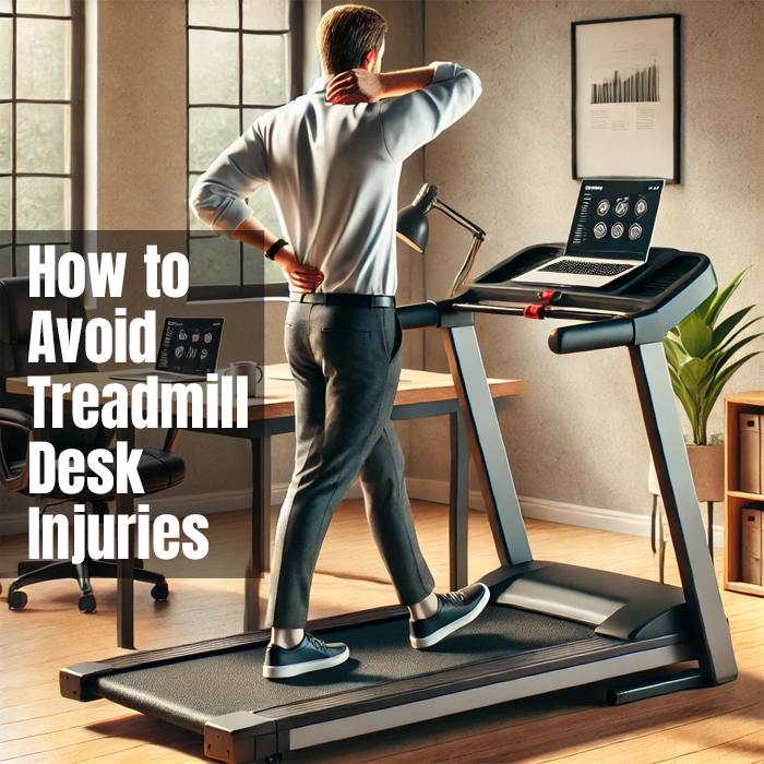 Man Walking on Treadmill rubbing neck and lower back