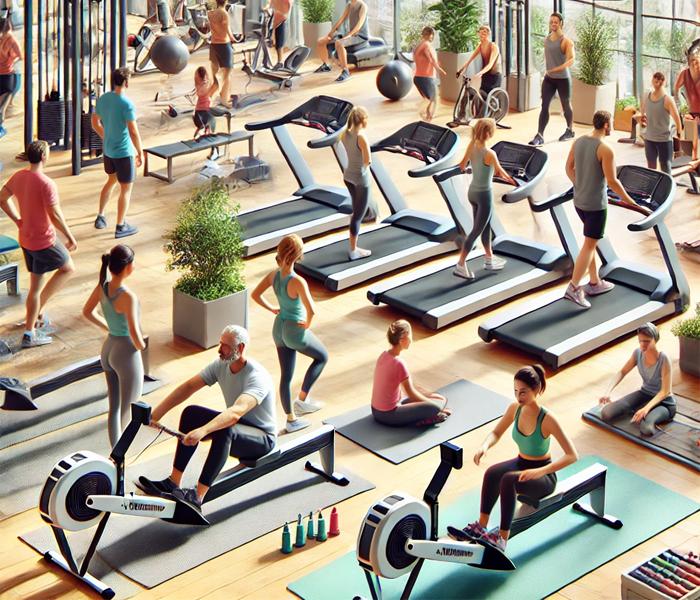 People Exercising in a Gym, Doing Low Impact Fitness Activities