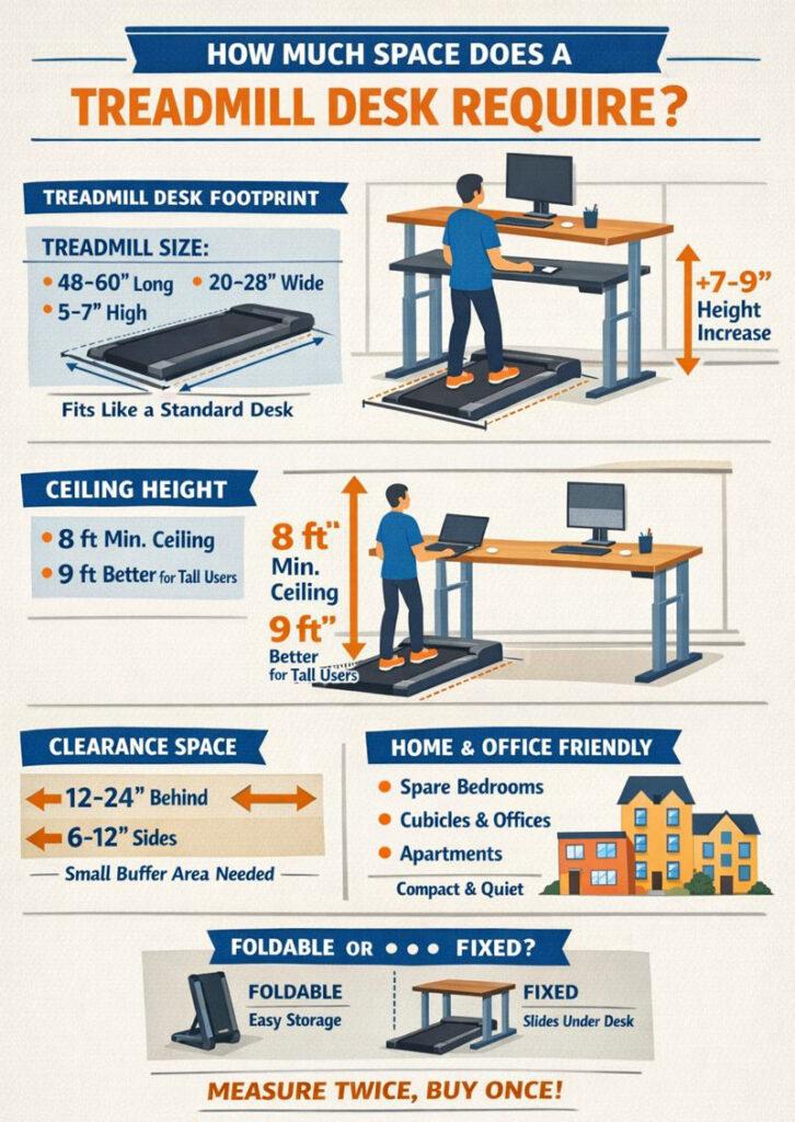 Infographic on How Much Space is Needed for a Treadmill Desk